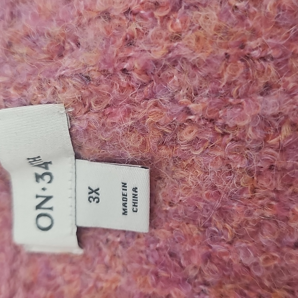 MACY'S ON 34TH WOMEN'S PLUS SIZE MARLED BOUCLE KNIT SWEATER NWT DUSTY PINK 3X - Picture 3 of 5